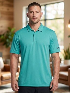 Nike Shirt Golf Dri-Fit Polo Tour Performance Men's XL Turquoise Blue Stretch
